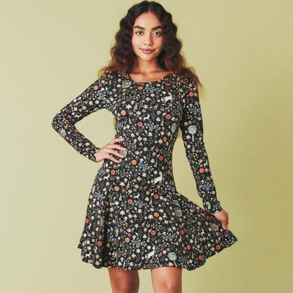Samantha Pleet Mythical Print Ice Skater Dress, Size XL